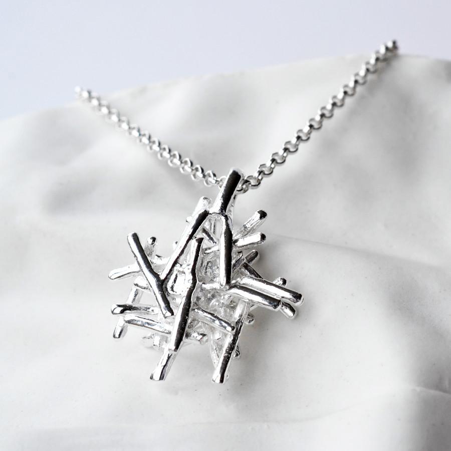 Sterling Silver Twig Stack Necklace