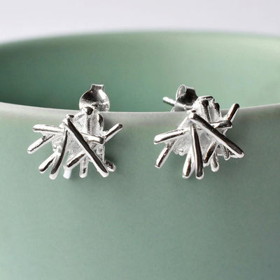 MJ0097 Silver twig Stack Stud Earrings