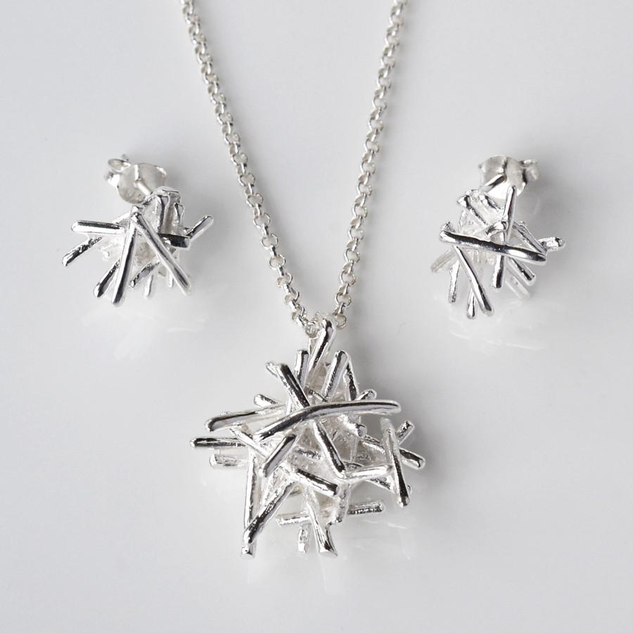 Sterling Silver Twig Stack Stud Earrings