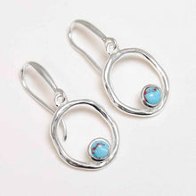 MZB113E TR Sterling Silver Turquoise Ripple Dangly Earrings 2 2