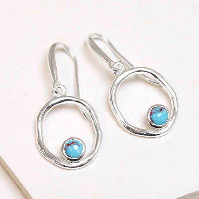 MZB113E TR Sterling Silver Turquoise Ripple Dangly Earrings 3