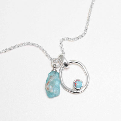 MZB113P TR Sterling Silver Turquoise Ripple Necklace 1 2