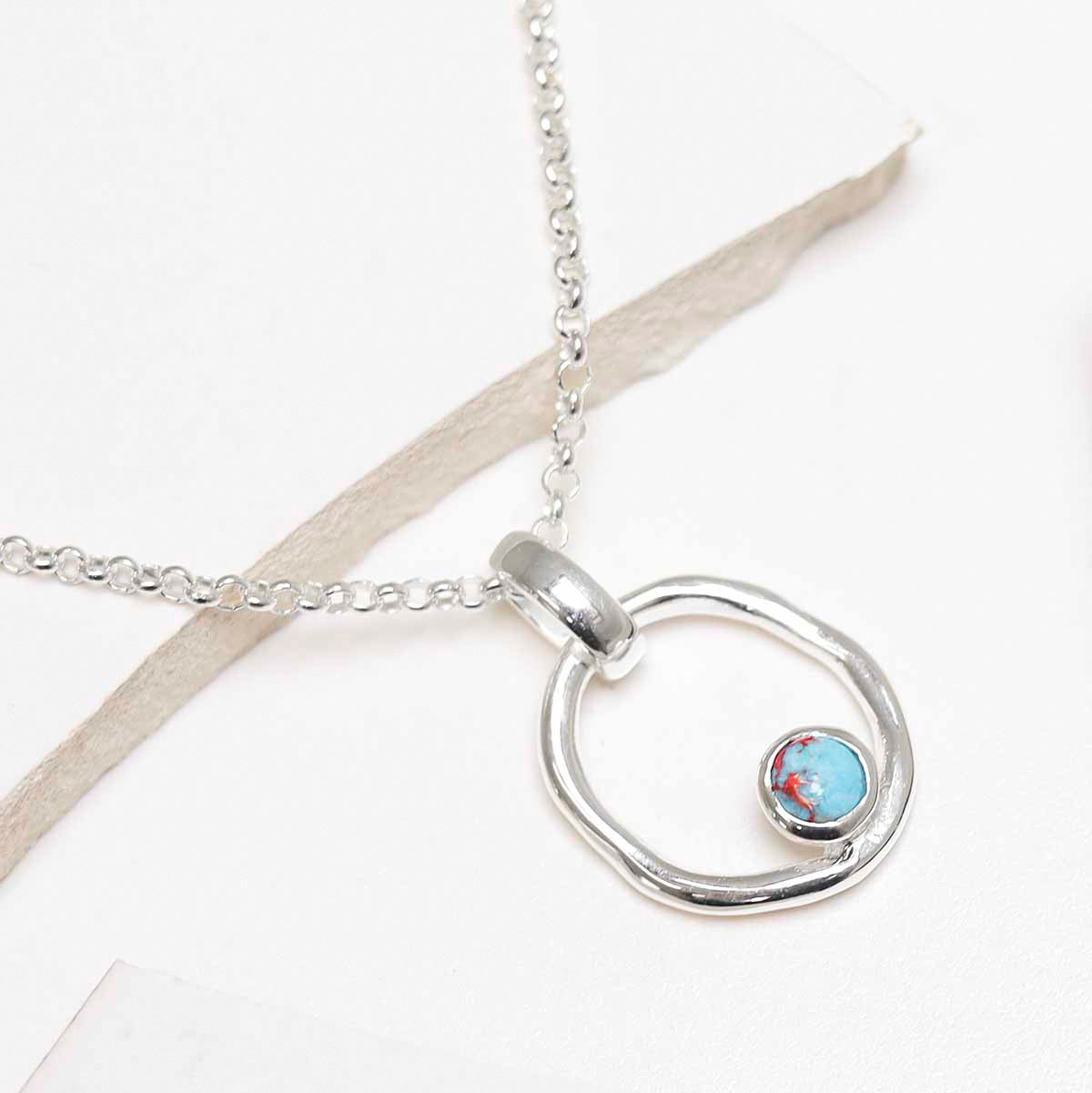 Sterling Silver Turquoise Ripple Necklace