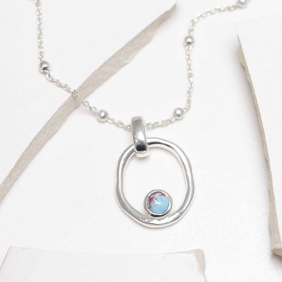 Sterling Silver Turquoise Ripple Necklace