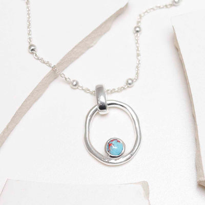 MZB113P TR Sterling Silver Turquoise Ripple Necklace 2