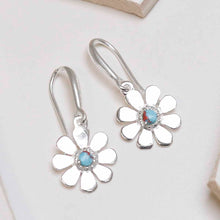 MZB115E TR Sterling Silver Turquoise Daisy Dangly Earrings 1