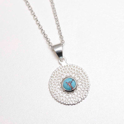 MZB117P TR Sterling Silver Chrysanthemum Turquoise Necklace 2