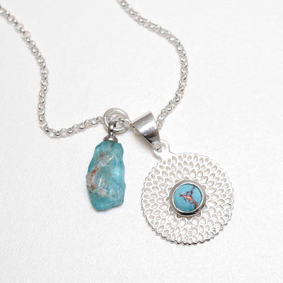 MZB117P TR Sterling Silver Chrysanthemum Turquoise Necklace 3
