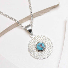 MZB117P TR Sterling Silver Chrysanthemum Turquoise Necklace 1 2