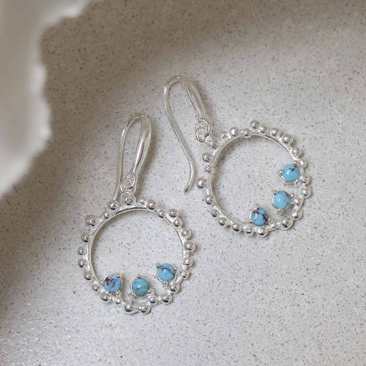 Sterling Silver Turquoise Splash Earrings