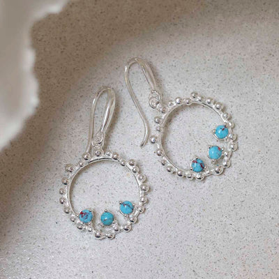 MZB112E TR Sterling Silver Turquoise Splash Earrings 1