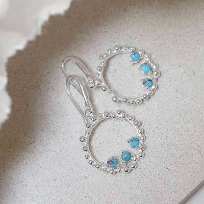 MZB112E TR Sterling Silver Turquoise Splash Earrings 2 2