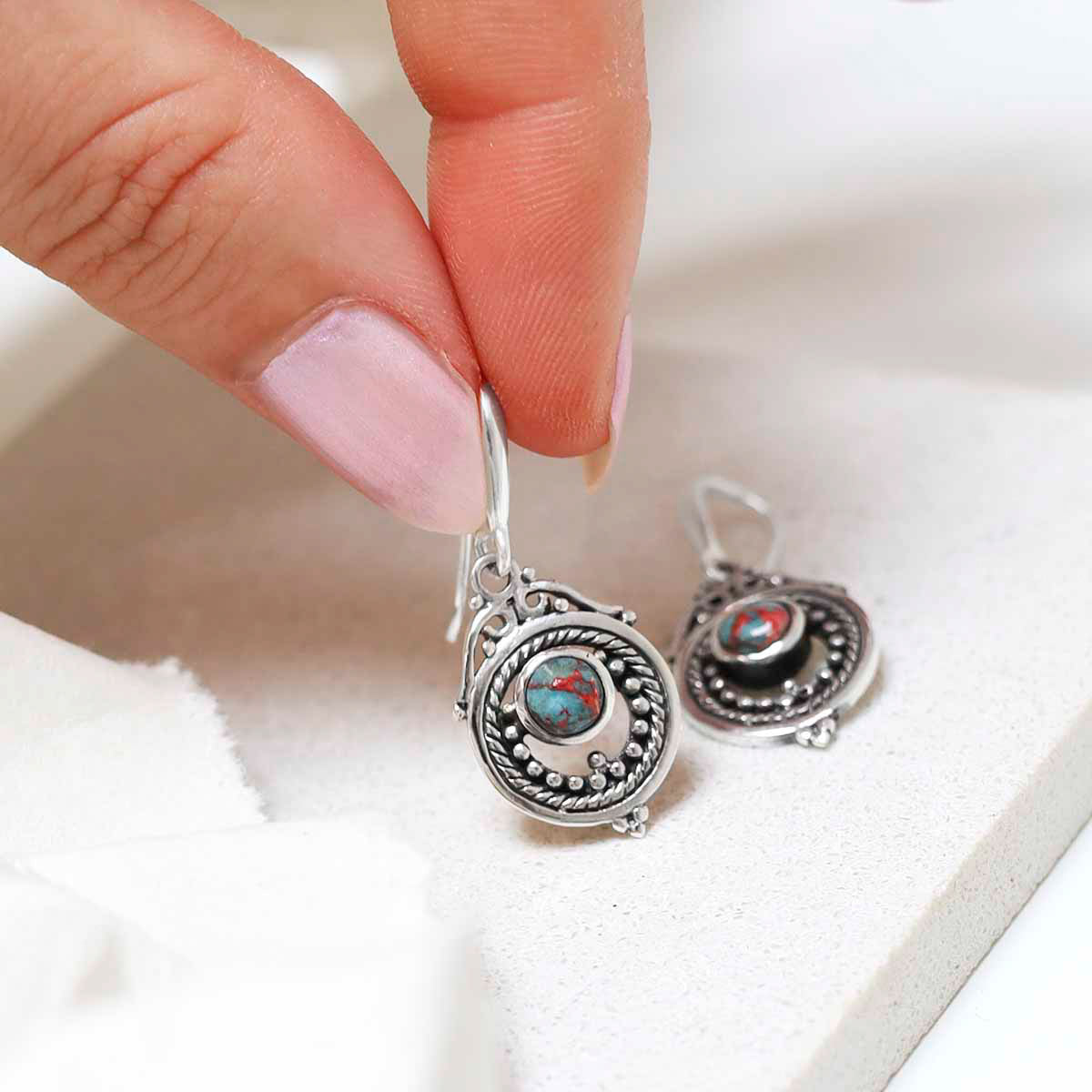 Sterling Silver Turquoise Victorian Earrings