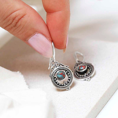 MZB114E TR Sterling Silver Turquoise Victorian Dangly Earrings 2 2