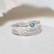 MZB121 TR Sterling Silver Turquoise Feather Ring 1