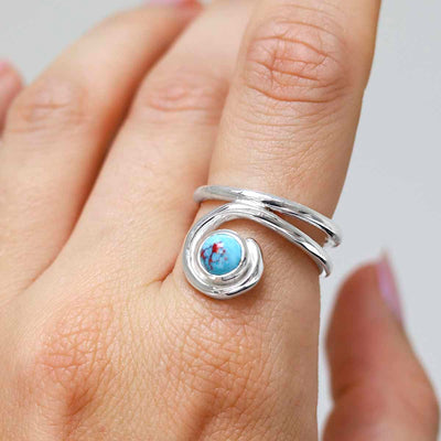MZB124 TR Sterling Silver Turquoise Vine Ring Model