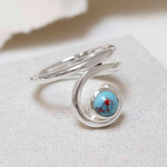 MZB124 TR Sterling Silver Turquoise Vine Ring 3