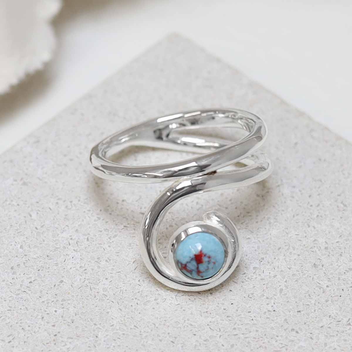 Sterling Silver Turquoise Vine Ring