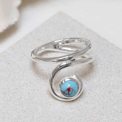 MZB124 TR Sterling Silver Turquoise Vine Ring 2