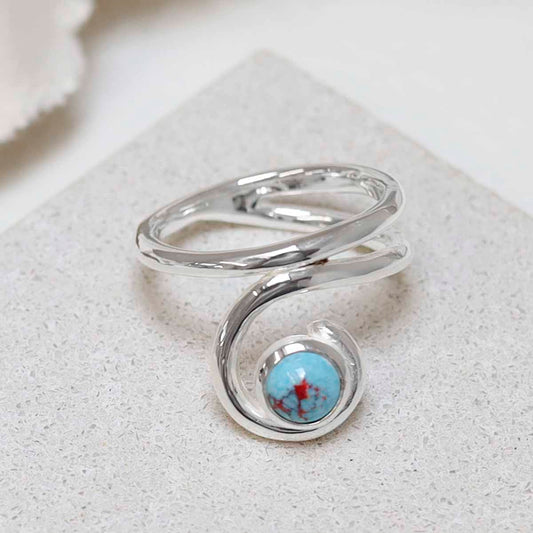 MZB124 TR Sterling Silver Turquoise Vine Ring 2