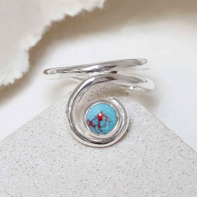 MZB124 TR Sterling Silver Turquoise Vine Ring 1