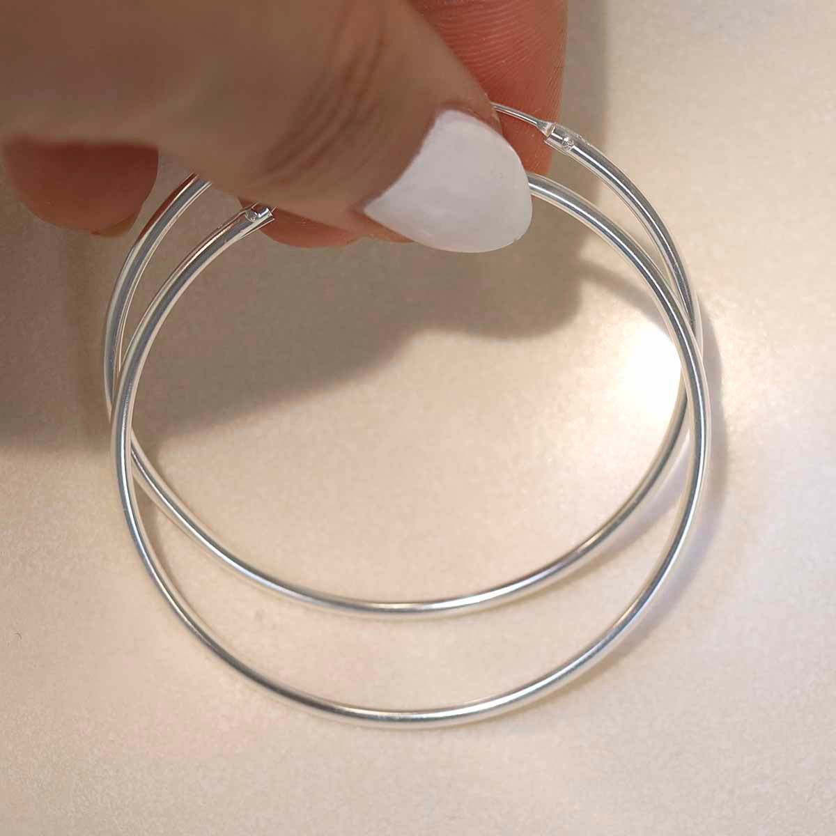 Sterling Silver 5cm Hoop Earrings