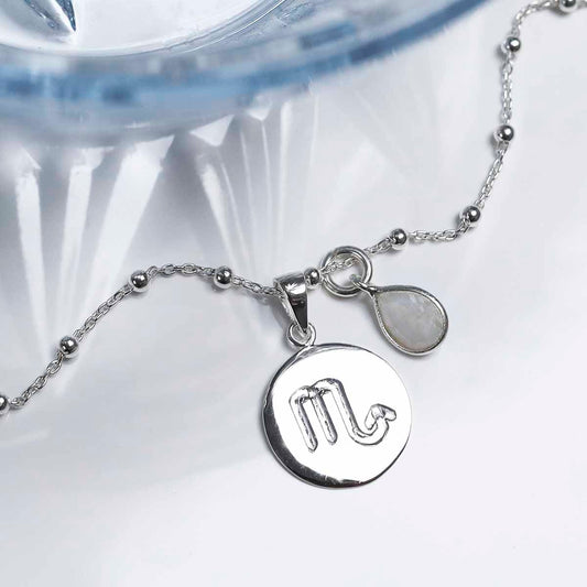 MS1192S Sterling Silver Scorpio Star Sign Necklace 1