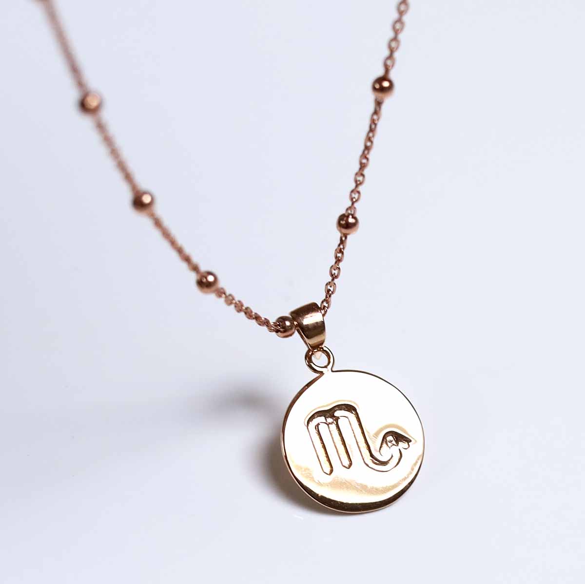 Rose Gold Plated Sterling Silver Scorpio Star Sign Necklace
