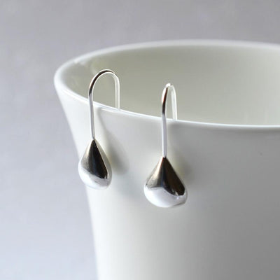 Silver Tear Drop Earrings MJ0255 12
