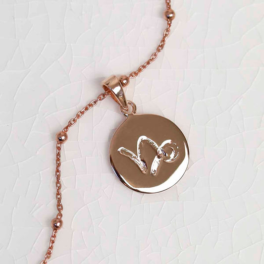 MS1193RG Rose Gold Sterling Silver Plated Capricorn Star Sign Necklace 2