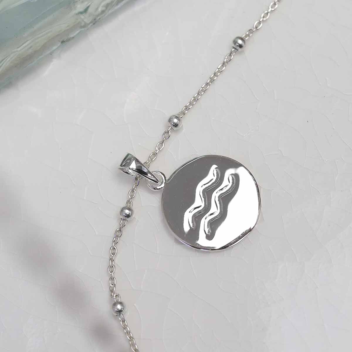 Sterling Silver Aquarius Star Sign Necklace