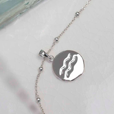 MS1194S Sterling Silver Aquarius Star Sign Necklace 2
