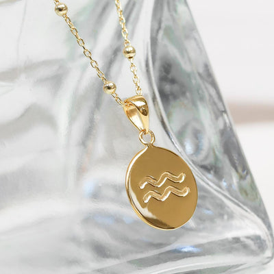 MS1194G Gold Plated Sterling Silver Aquarius Star Sign Necklace 2
