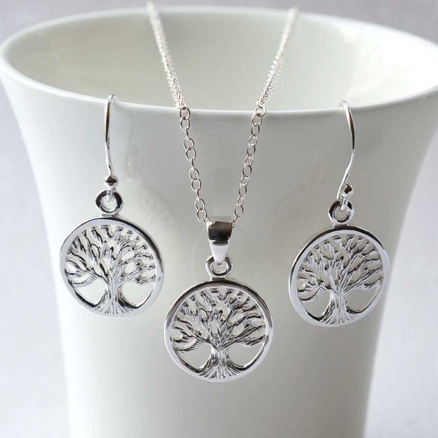Sterling Silver Dangly Tree Of Life Earrings