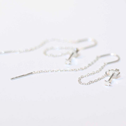 ML836 Sterling Silver Star Threader and Chain Studs 3 copy