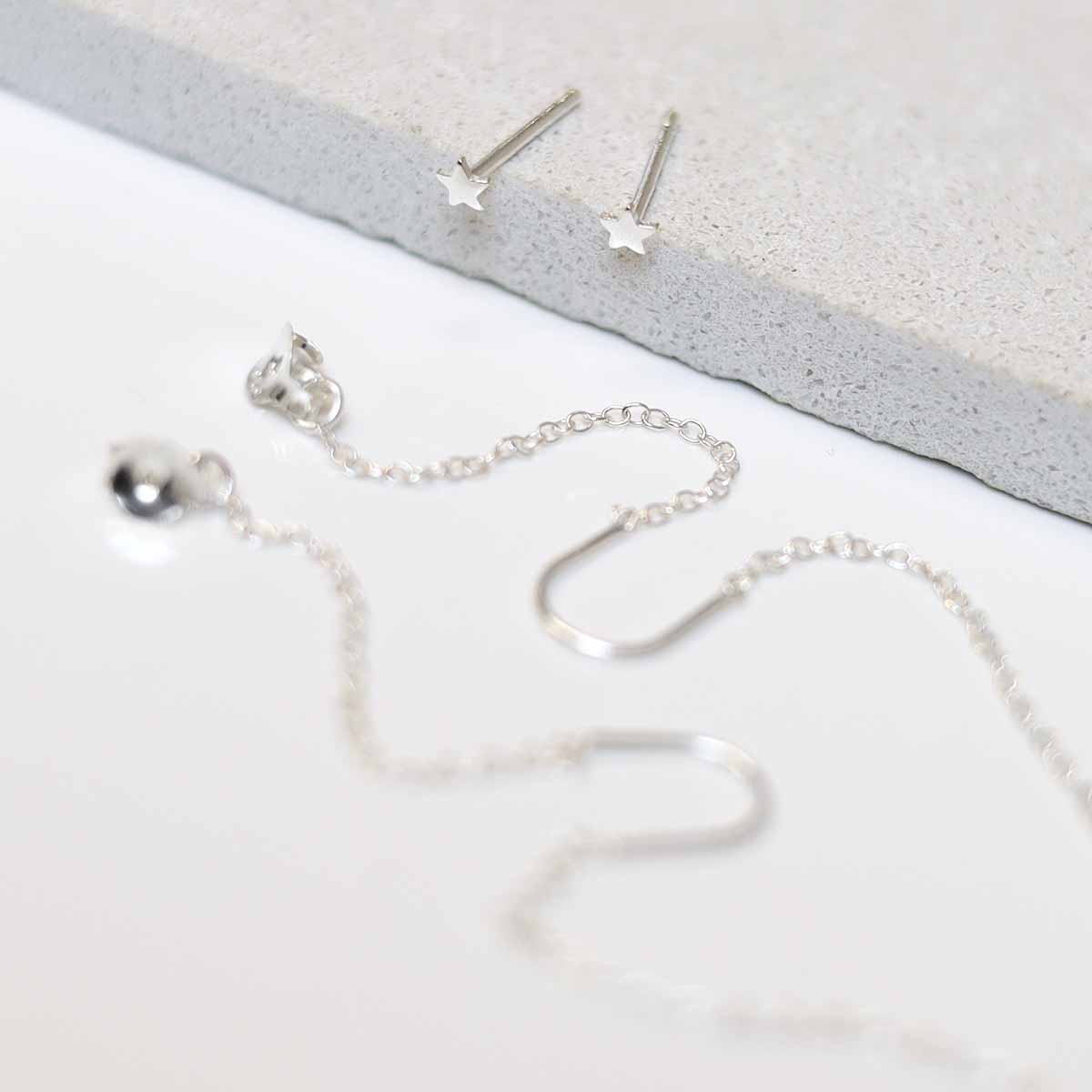 Sterling Silver Star Threader and Chain Studs