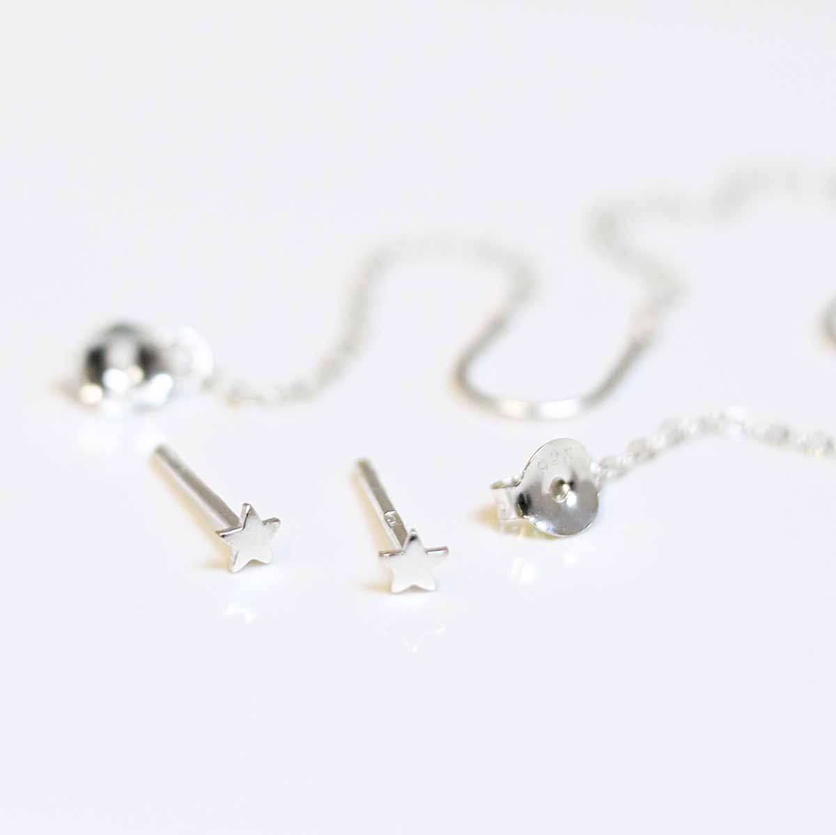 Sterling Silver Star Threader and Chain Studs