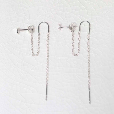 ML836 Sterling Silver Star Threader and Chain Studs 4