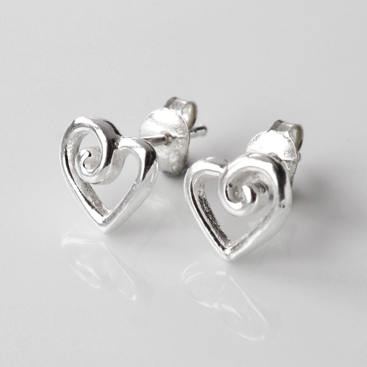Sterling Silver Delicate Spiral Heart Earrings