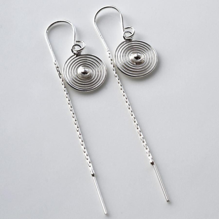Sterling Silver Spiral Threader Chain Earrings