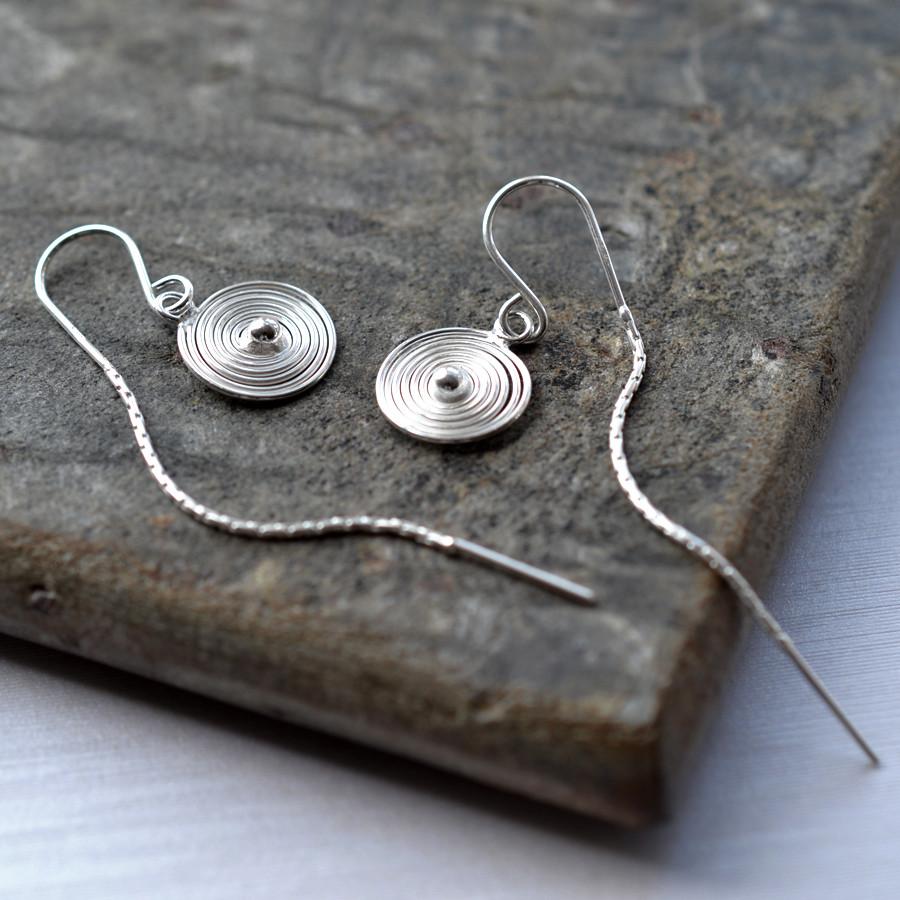Sterling Silver Spiral Threader Chain Earrings