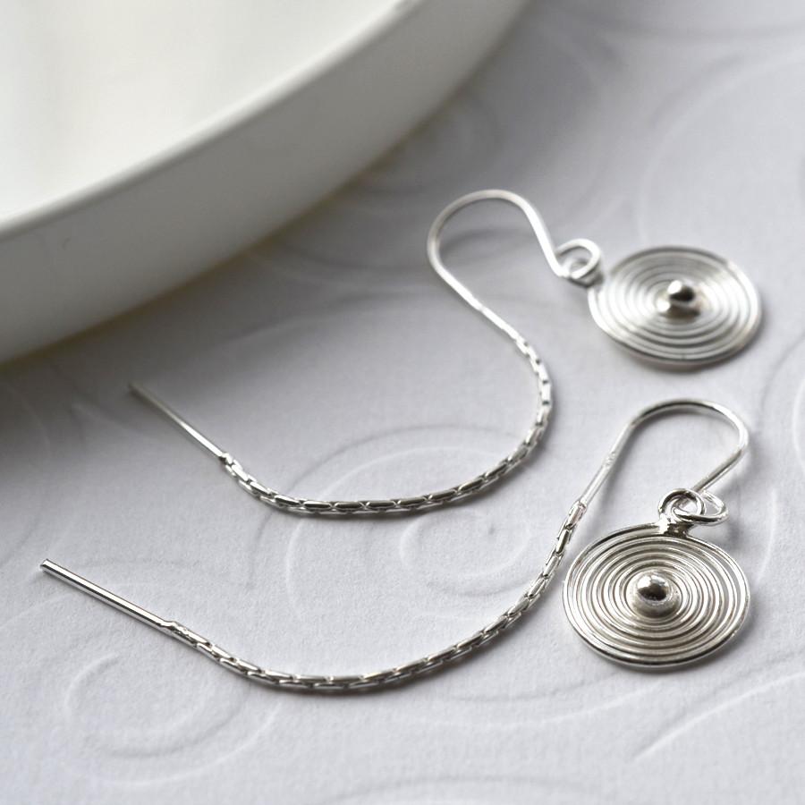 Sterling Silver Spiral Threader Chain Earrings