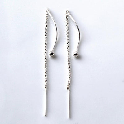MJ0266 Silver Wave Through Earrings 4