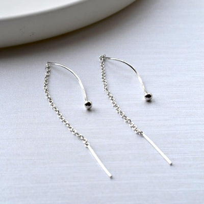 MJ0266 Silver Wave Through Earrings 1