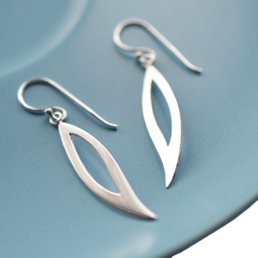 Sterling Silver Abstract Leaf Earrings