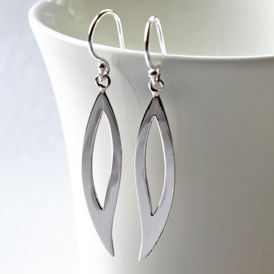 Sterling Silver Abstract Leaf Earrings