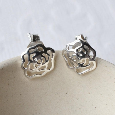 Delicate Silver Rose Stud Earrings MJ0228 3