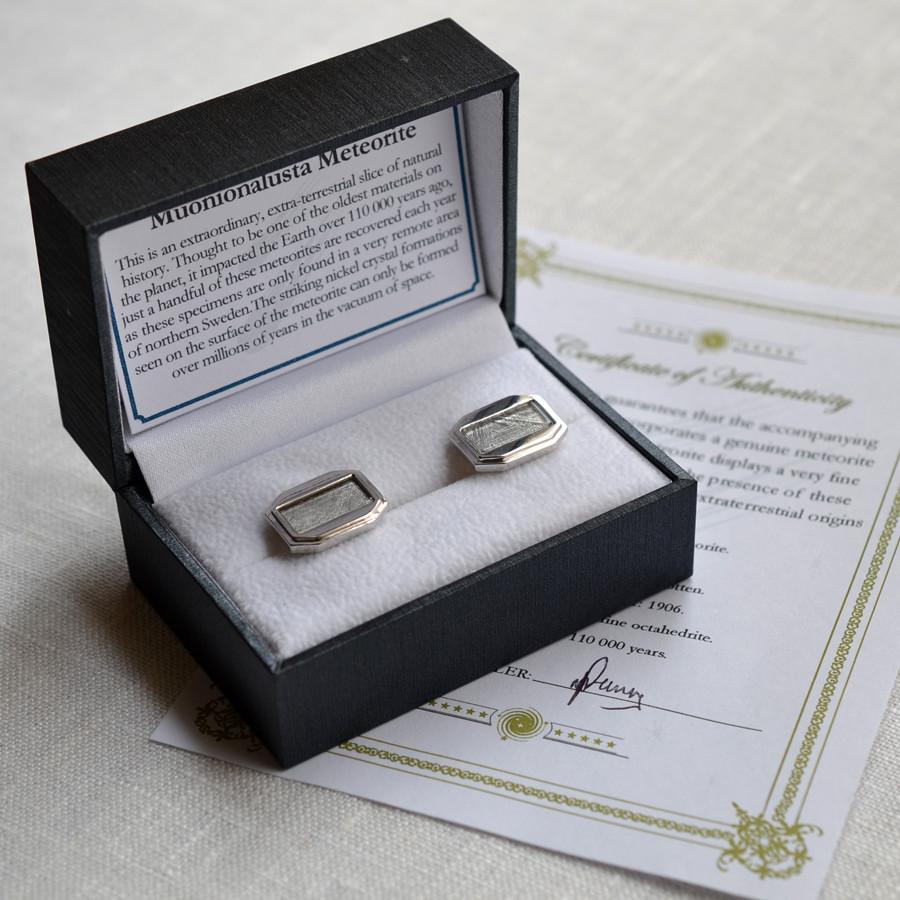 Meteorite And Sterling Silver Cufflinks