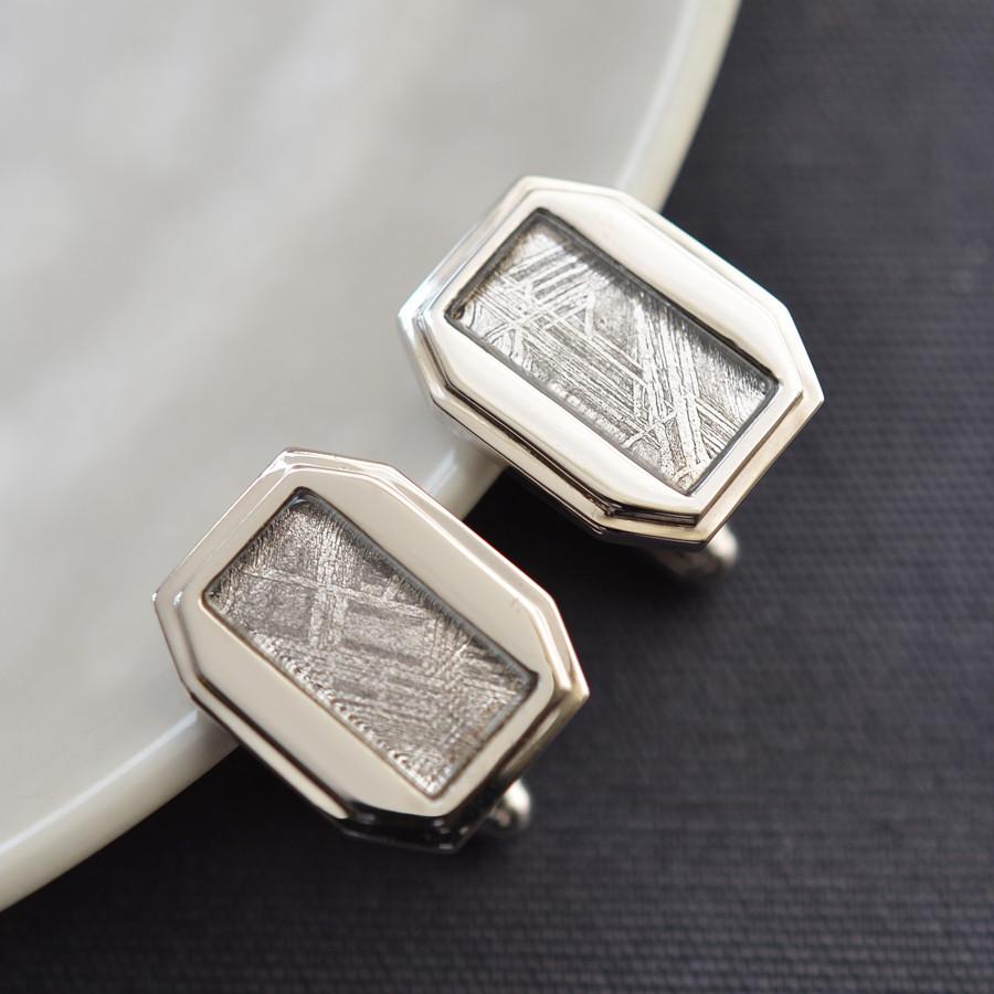 Meteorite And Sterling Silver Cufflinks