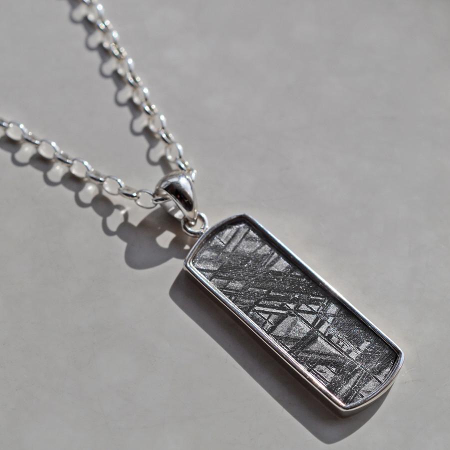 Muonionalusta Meteorite Rectangular Necklace